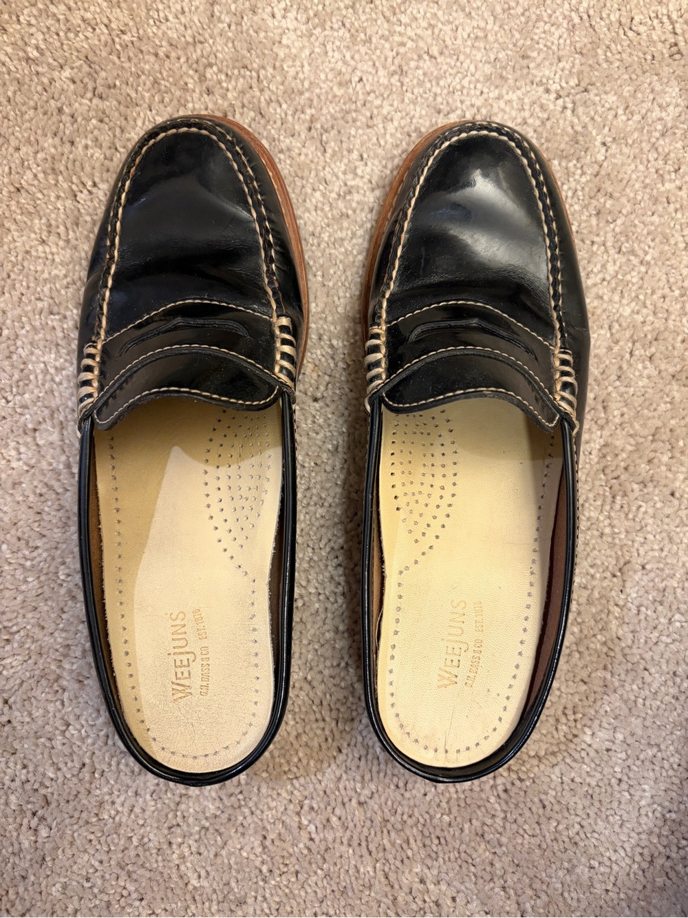 Weejuns G.H. Bass & Co.Penny Loafer Mules Black Patent Leather Preppy Size 6